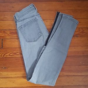 J Brand Grey Jeans with Black Zipper Detail